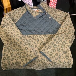 J Crew Green Leopard Print Pullover